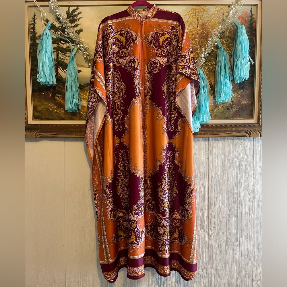 Elegant Orange and Purple Maxi Dress